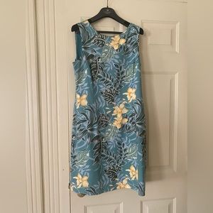 Tommy Bahama Teal Floral Sleeveless Midi Dress Women’s size 14